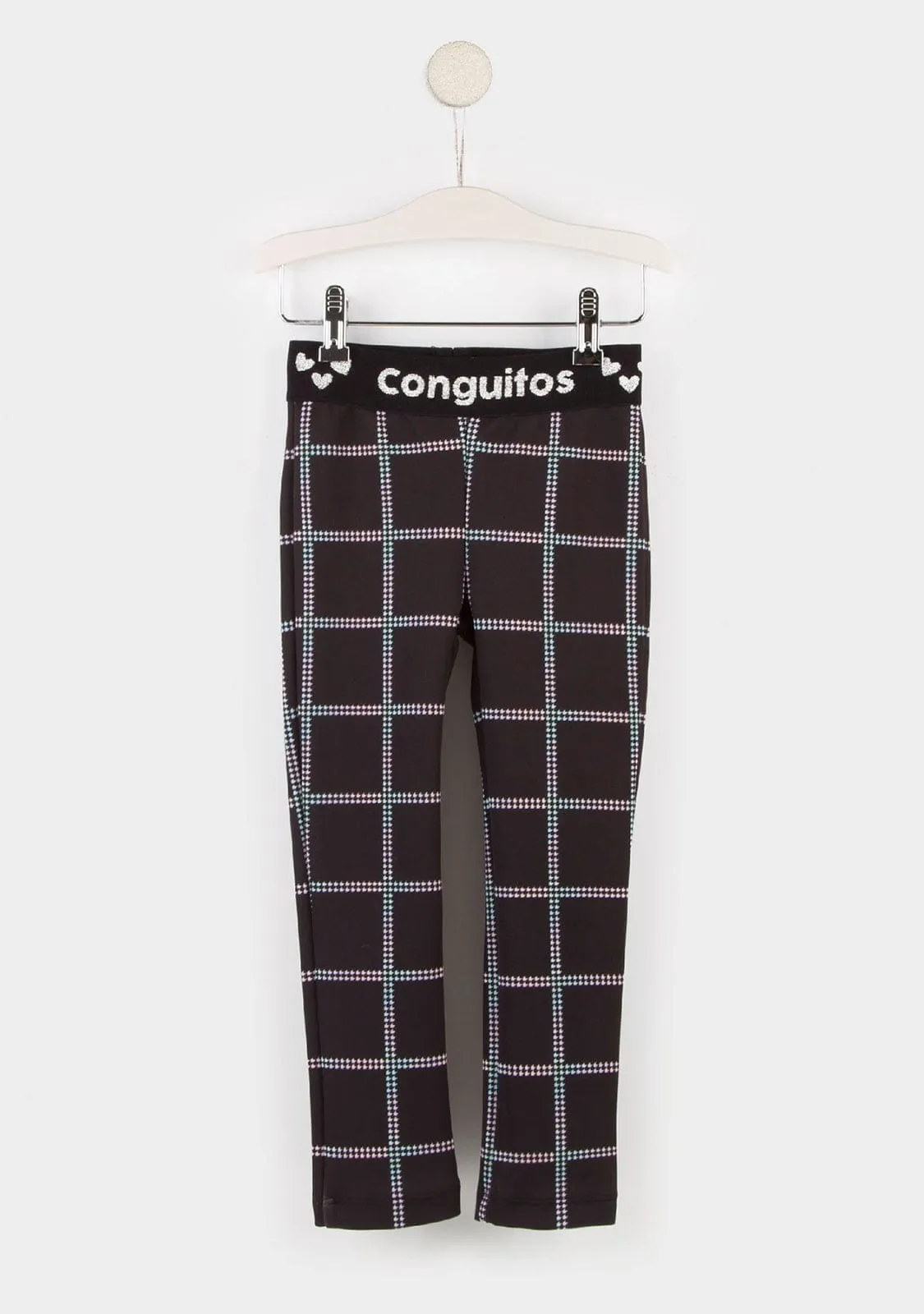 Girl's Black Squares Leggings