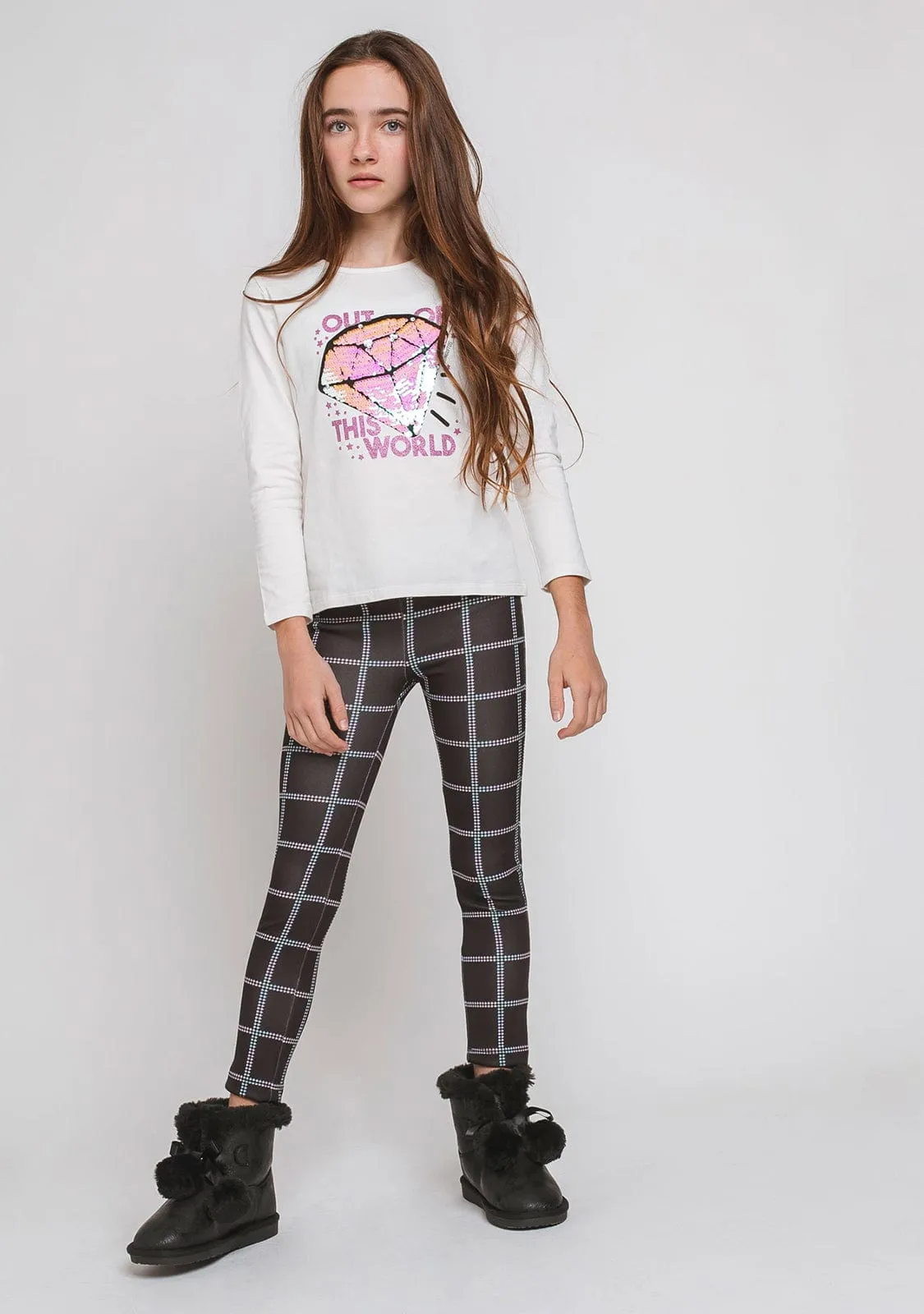 Girl's Black Squares Leggings