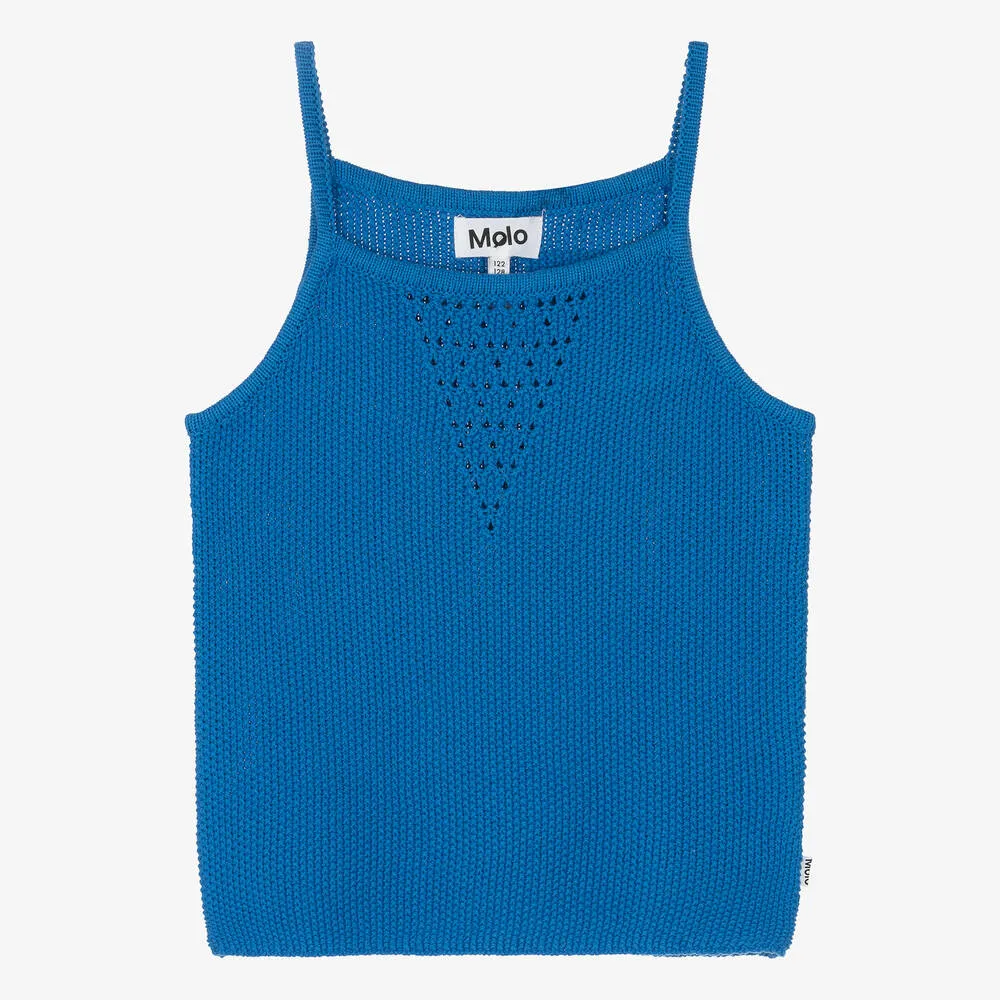 Girls Cobalt Blue Knitted Cotton Vest