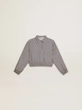 Girls' polo shirt with geometric print