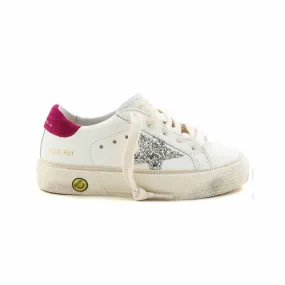 Golden Goose White And Magenta May Sneakers For Little Girls