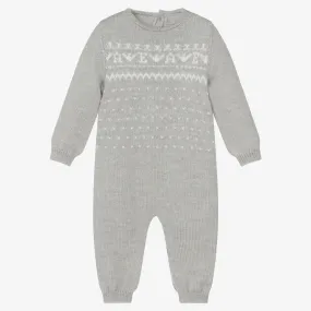 Grey Wool Knit Fair Isle Romper