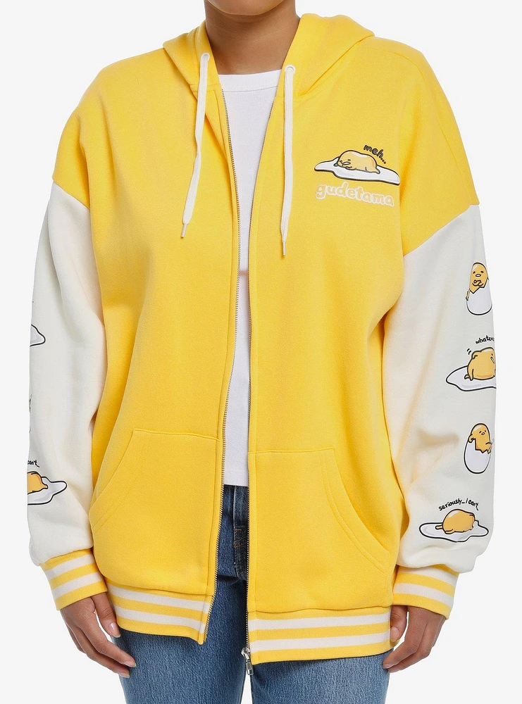 Gudetama Puff Print Girls Oversized Hoodie