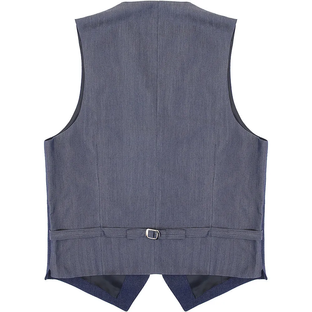 Hackett London Mens Flannel Pinhead Waistcoat in Blue