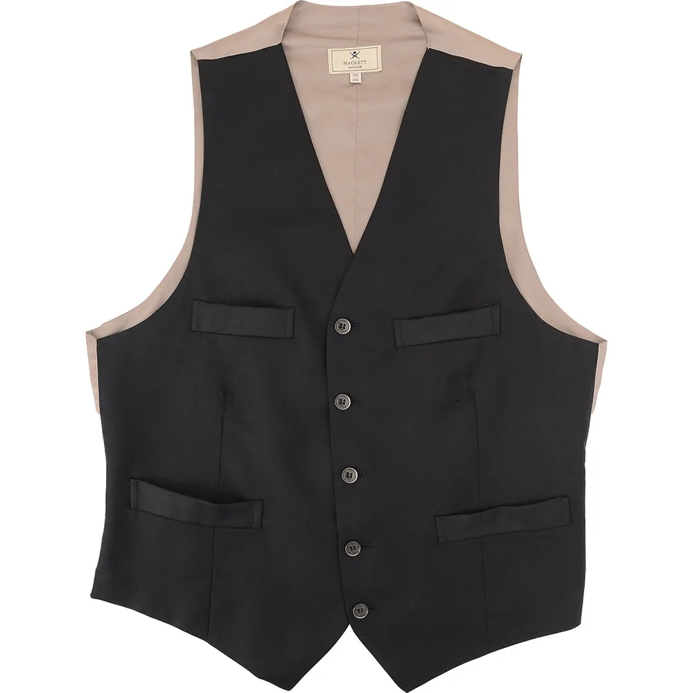 Hackett London Mens Plain Waistcoat OT in Black