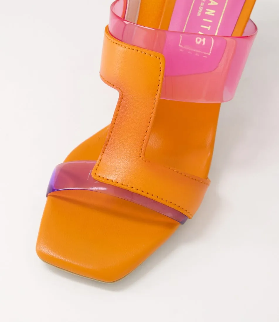 HISPANITAS Greta 98 Papaya Lavanda Pink Vinylite Leather Sandals