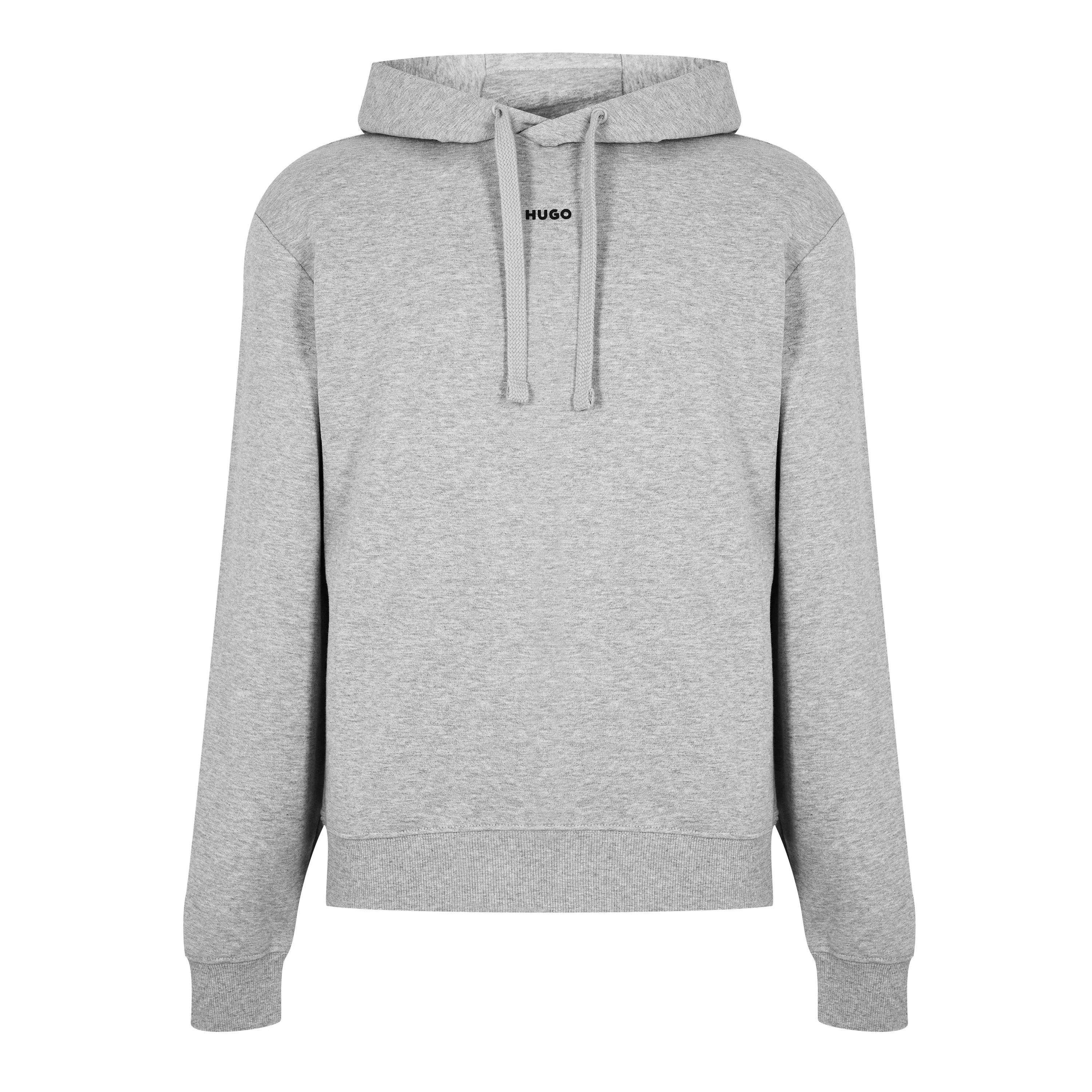 Hugo BW Cotton Terry Relaxed Fit Hoodie with Logo Print