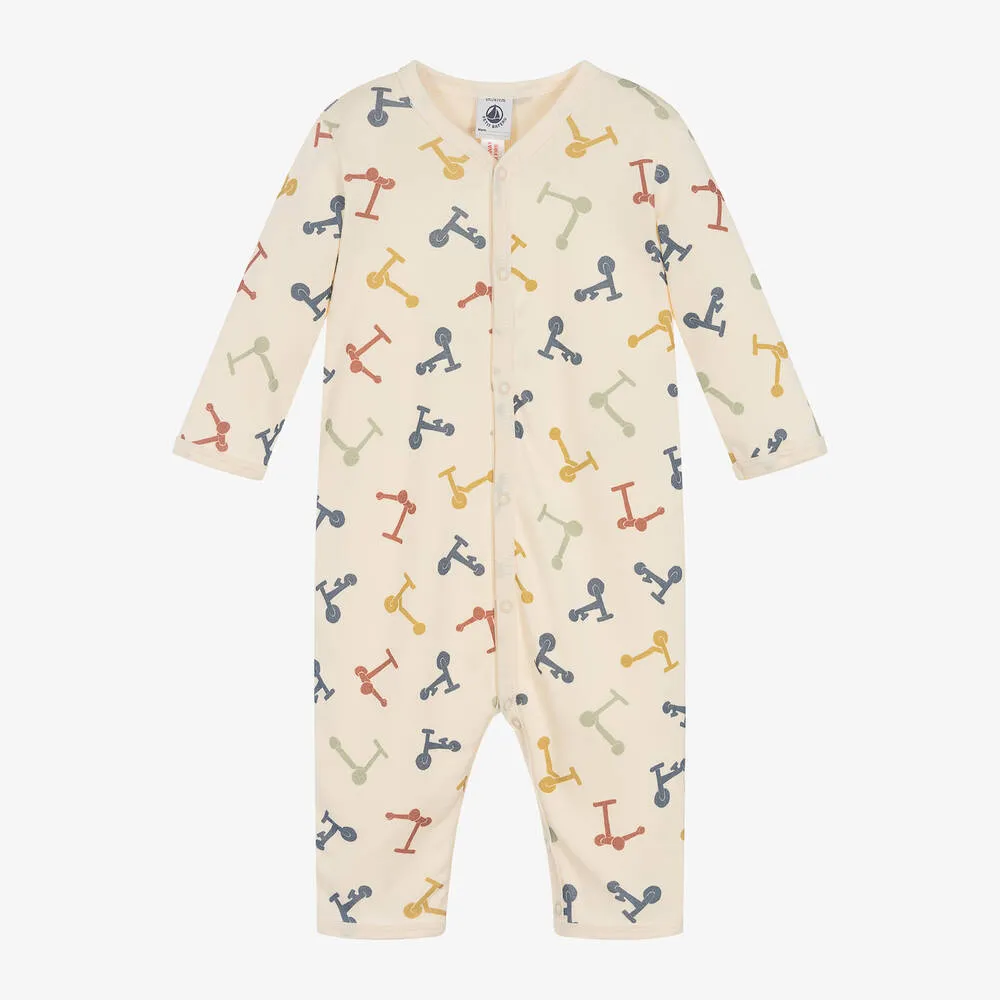 Ivory Organic Cotton Scooter Print Romper