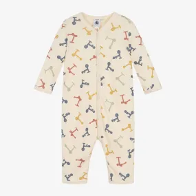 Ivory Organic Cotton Scooter Print Romper