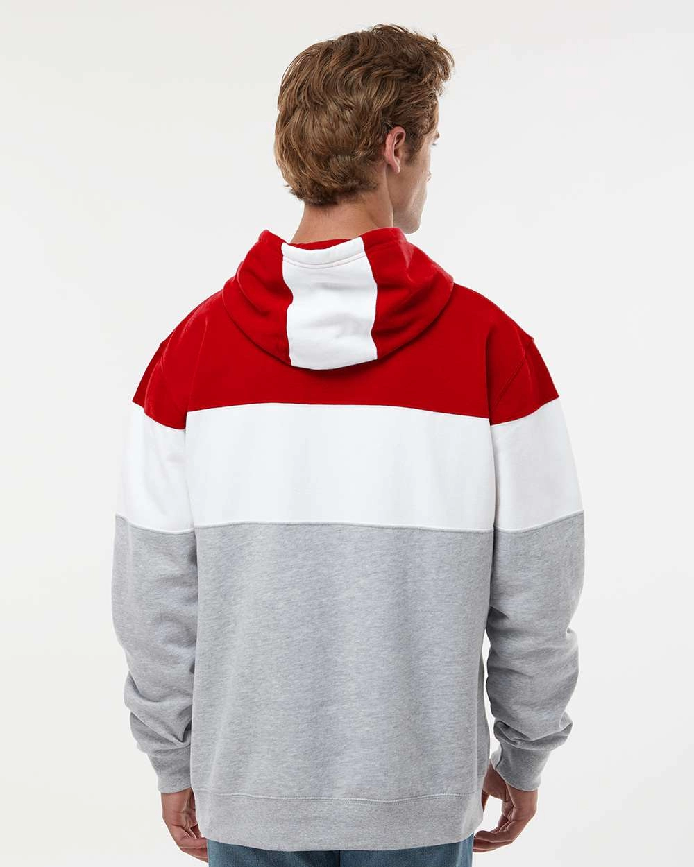 J America 8644 Varsity Fleece Colorblocked Hooded Sweatshirt SKU: 8644