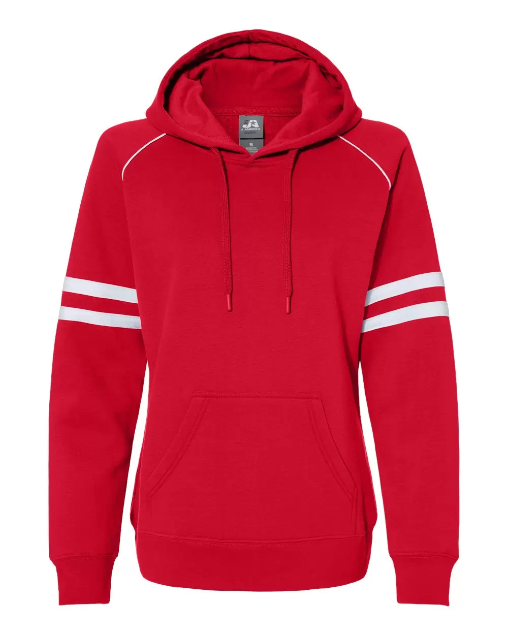 J America 8645 Women's Varsity Fleece Piped Hooded Sweatshirt SKU: 8645