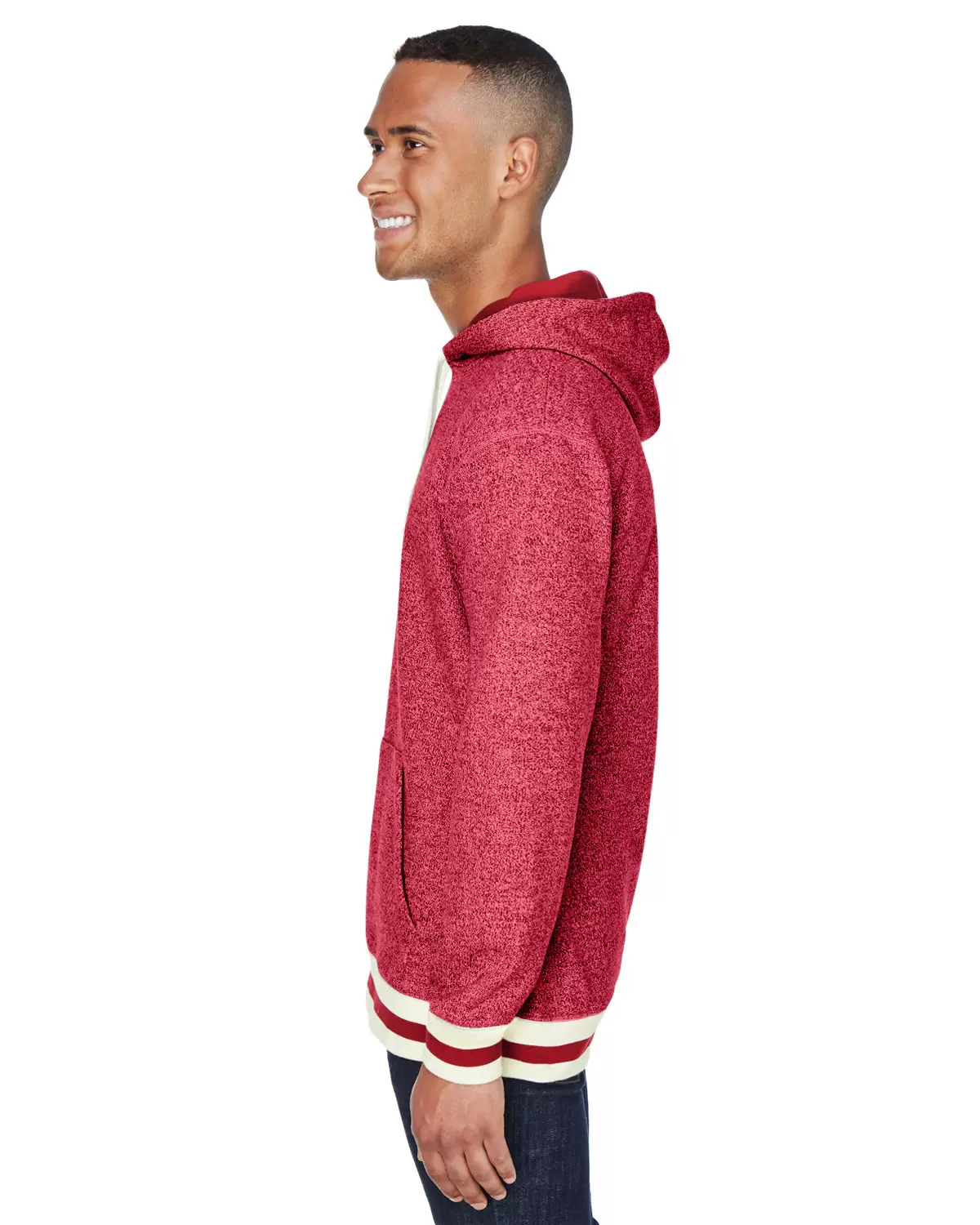 J America 8701 Peppered Fleece Lapover Hooded Pullover SKU: 8701