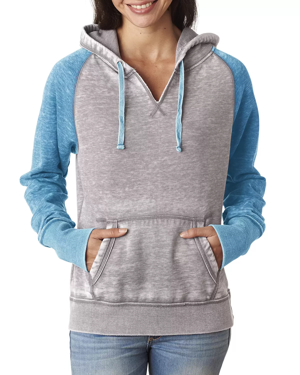 J America 8926 Women's Zen Fleece Raglan Hooded Sweatshirt SKU: 8926