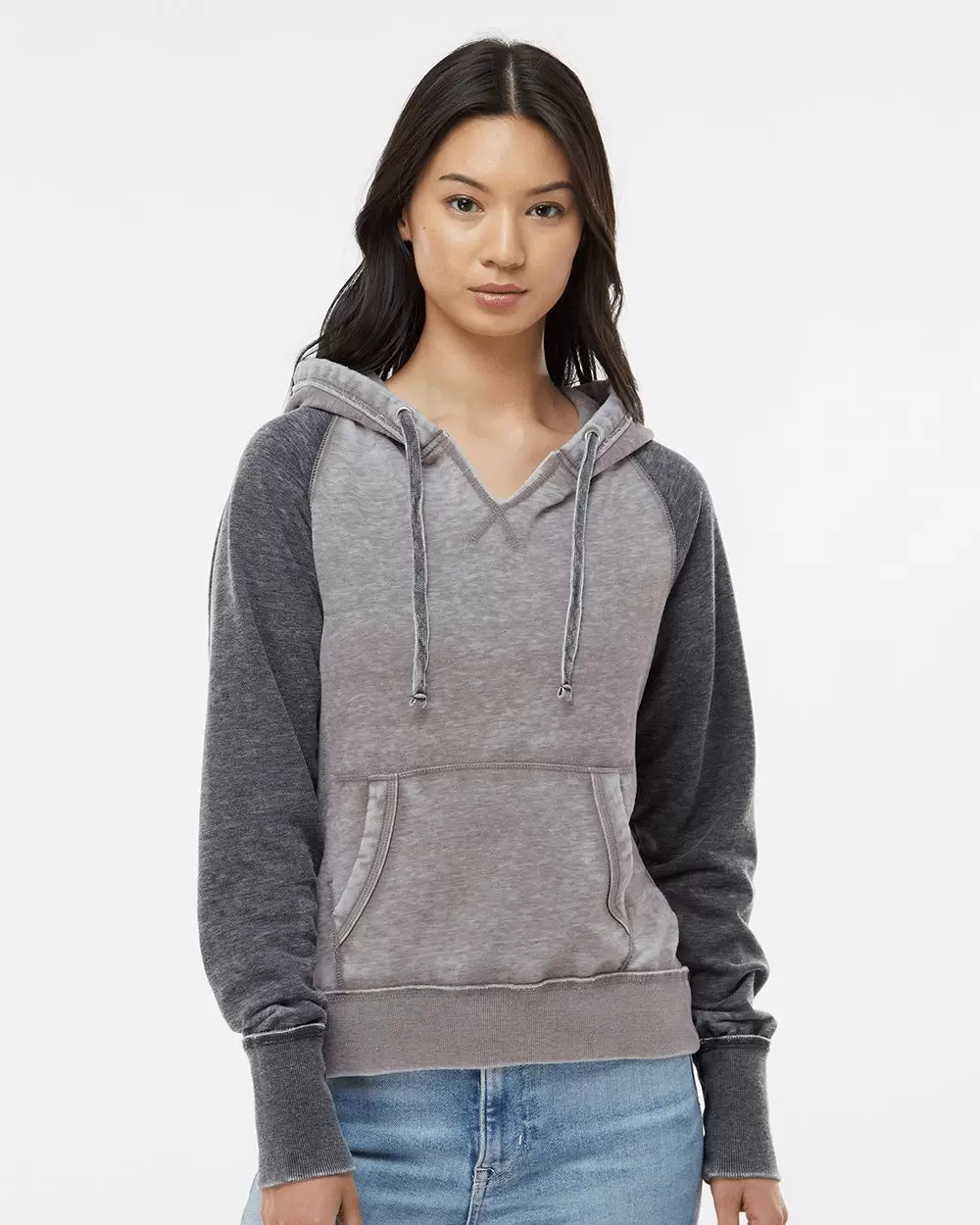 J America 8926 Women's Zen Fleece Raglan Hooded Sweatshirt SKU: 8926