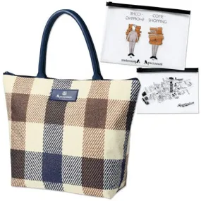 Japanese magazine gift Aquascutum check Pattern Shoulder Bag with zipper