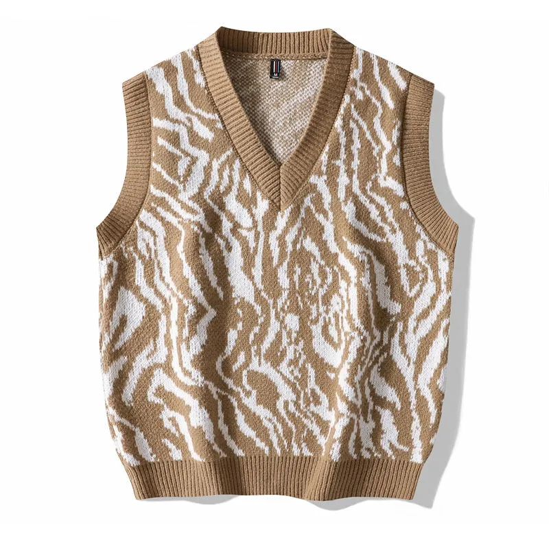 Japanese Men's V Neck Loose Oversized Hand Knitted Vest Sweater