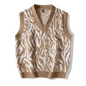 Japanese Men's V Neck Loose Oversized Hand Knitted Vest Sweater