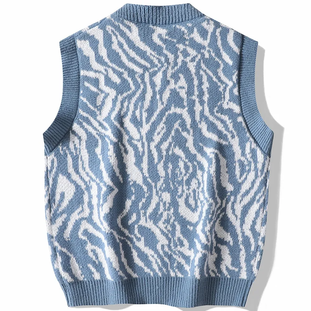 Japanese Men's V Neck Loose Oversized Hand Knitted Vest Sweater