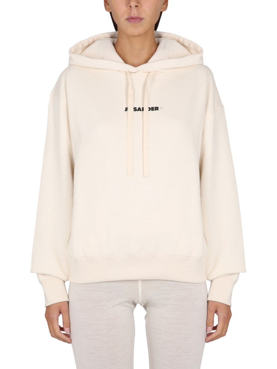 JIL SANDER    COTTON HOODIE WITH LOGO PRINT