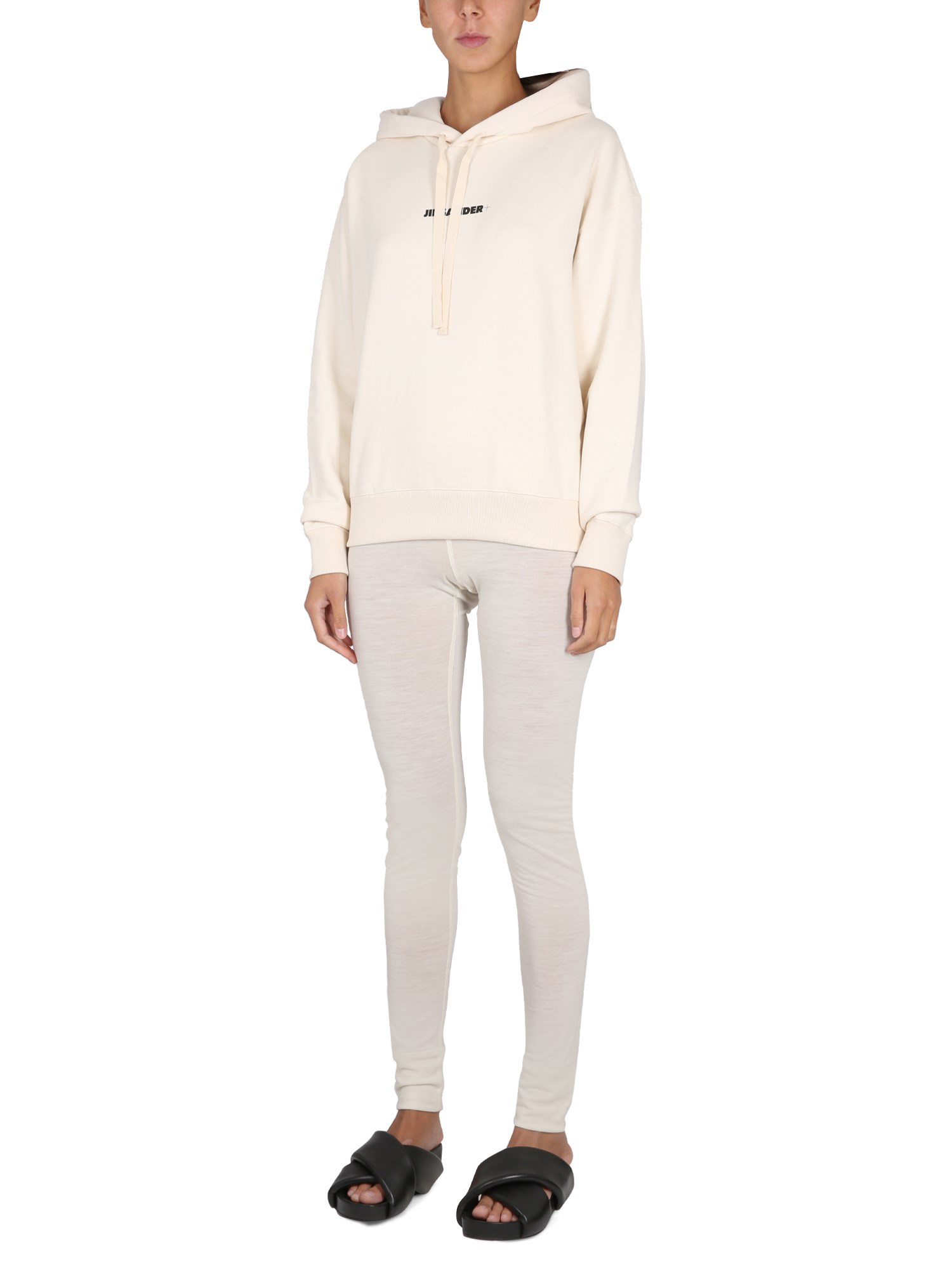 JIL SANDER    COTTON HOODIE WITH LOGO PRINT