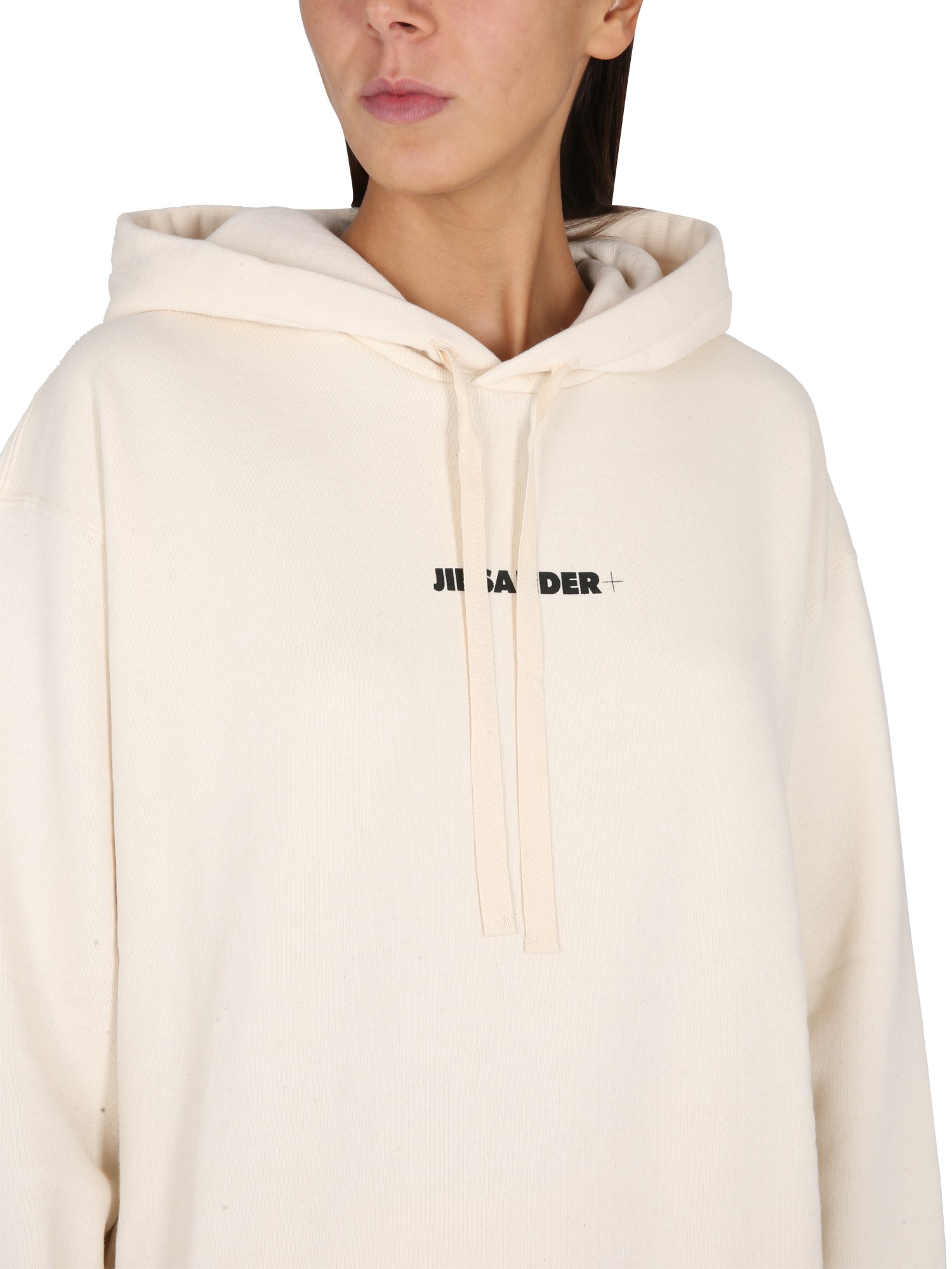 JIL SANDER    COTTON HOODIE WITH LOGO PRINT