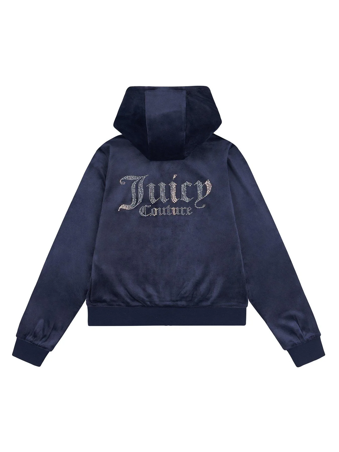 Juicy Couture Girls Diamante Velour Zip Through Hoodie - Night Sky