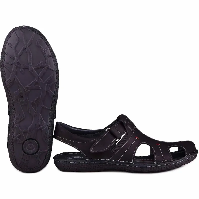 Kampol Men's leather sandals 218 / 61KAM black