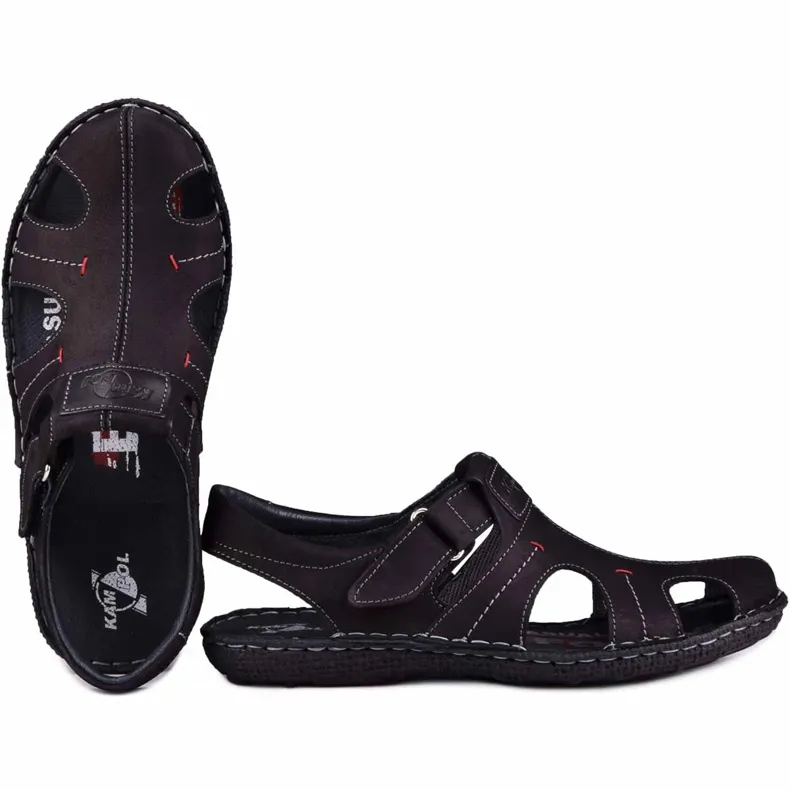 Kampol Men's leather sandals 218 / 61KAM black