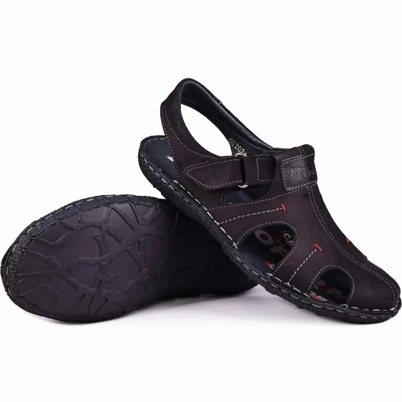 Kampol Men's leather sandals 218 / 61KAM black