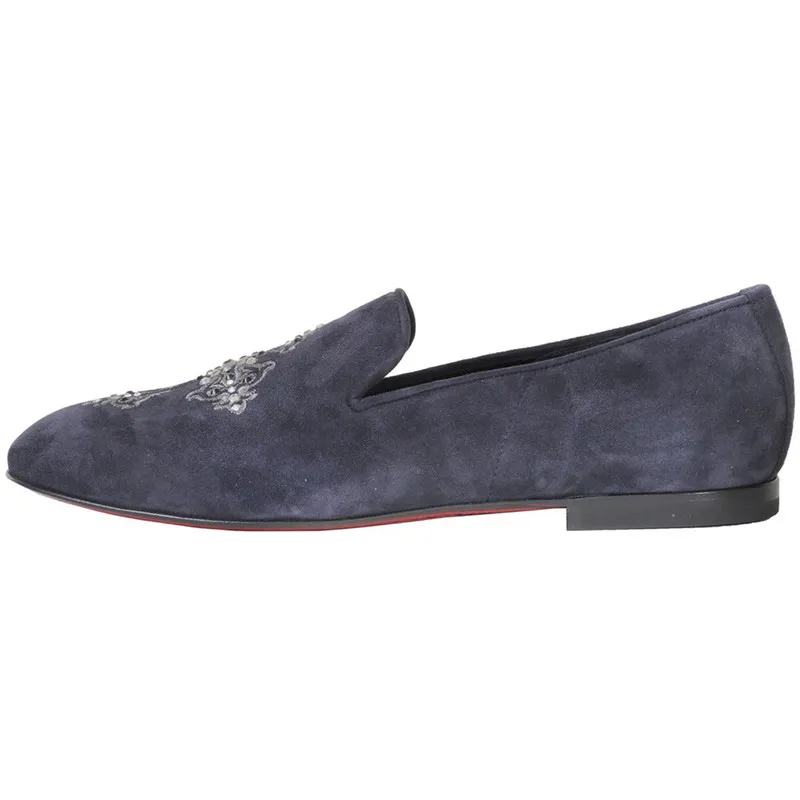 Kardinale Fernando PensatoEmbroidered Navy Suede Tux Slipper