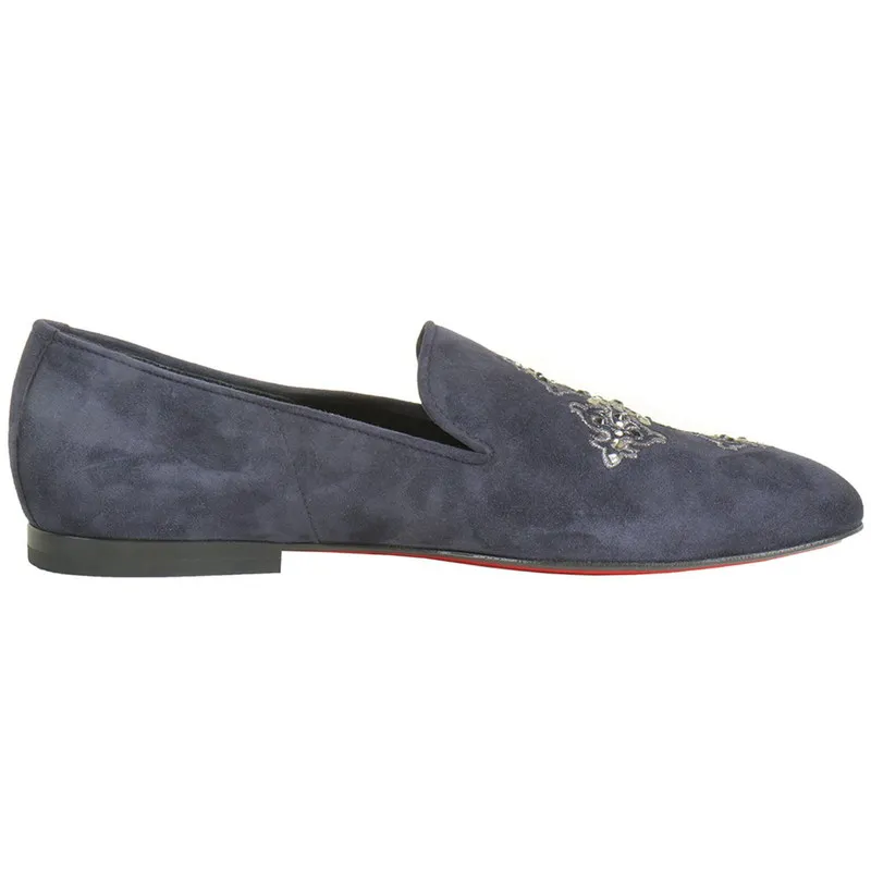 Kardinale Fernando PensatoEmbroidered Navy Suede Tux Slipper