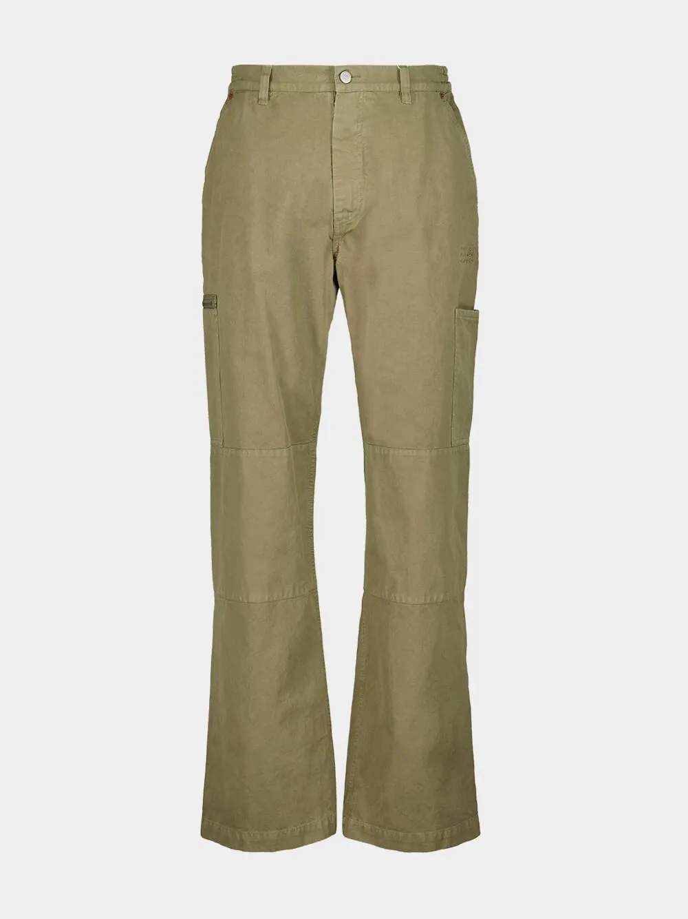 Khaki Green Loose-Fit Trousers With Numbers Motif