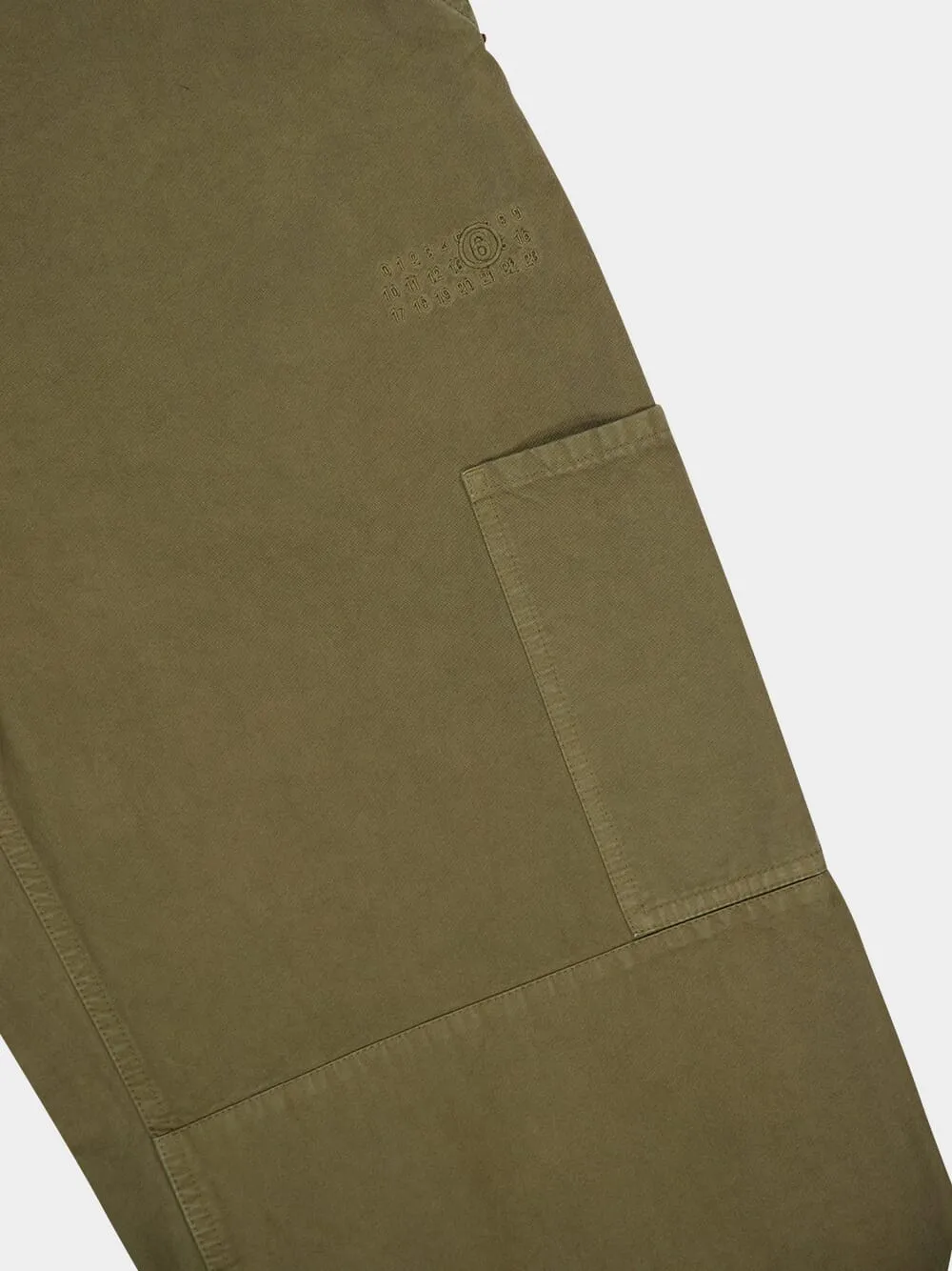 Khaki Green Loose-Fit Trousers With Numbers Motif