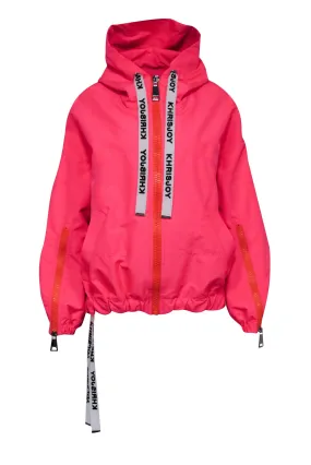 Khrisjoy - Neon Pink & Orange Zipper Front Hooded Jacket Sz 0