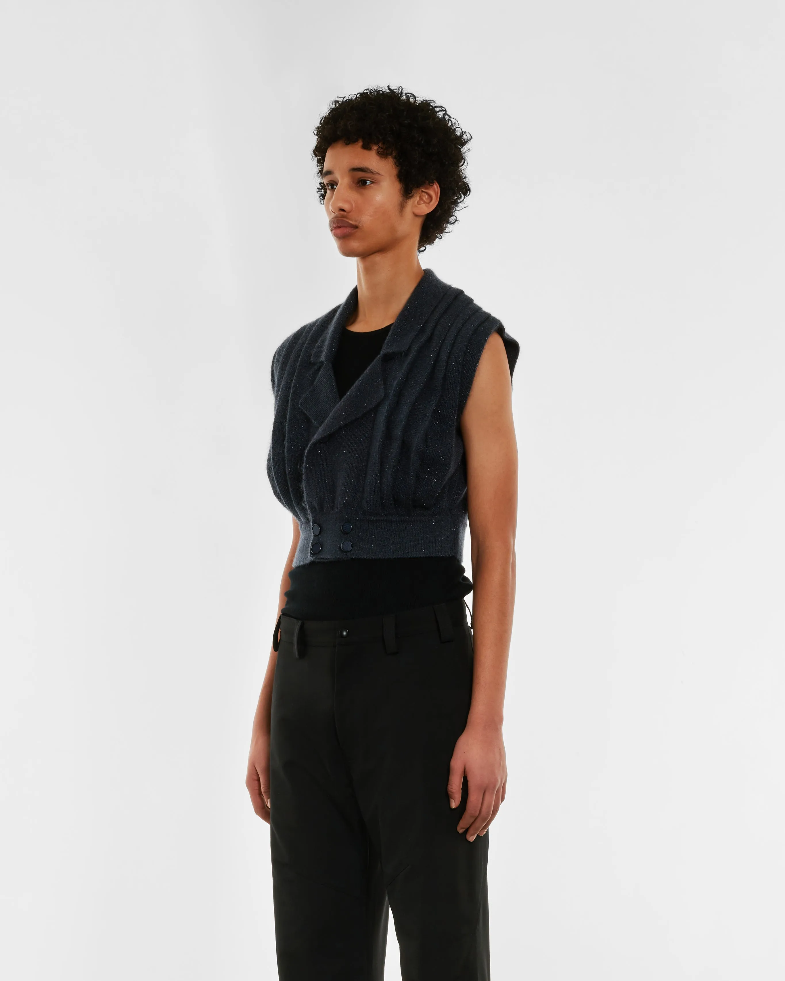 Kiko Kostadinov Men's Orson Knitted Vest  Shiny Graphite