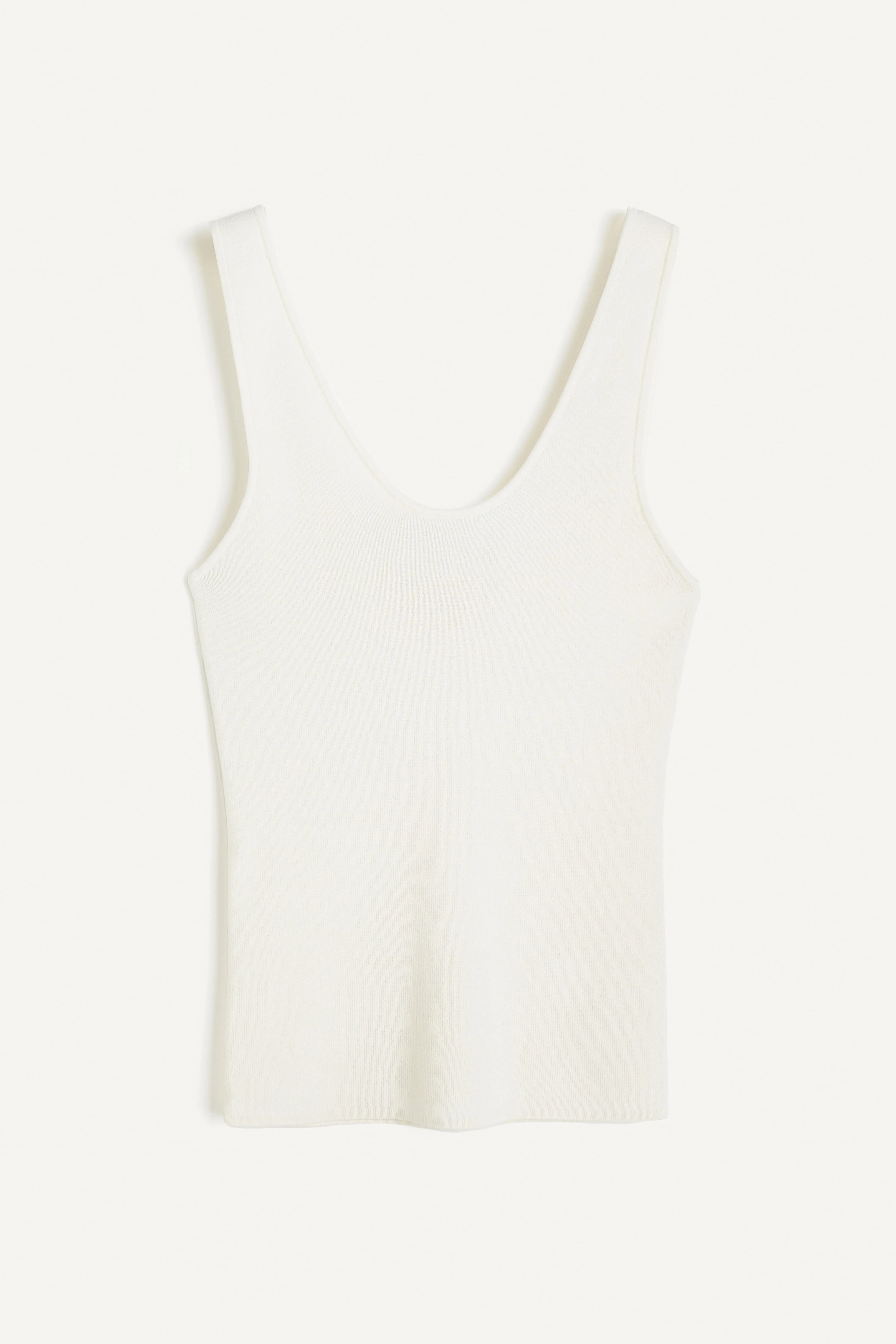 Knitted vest top - Deep neckline - Sleeveless - White - Ladies | H&M GB