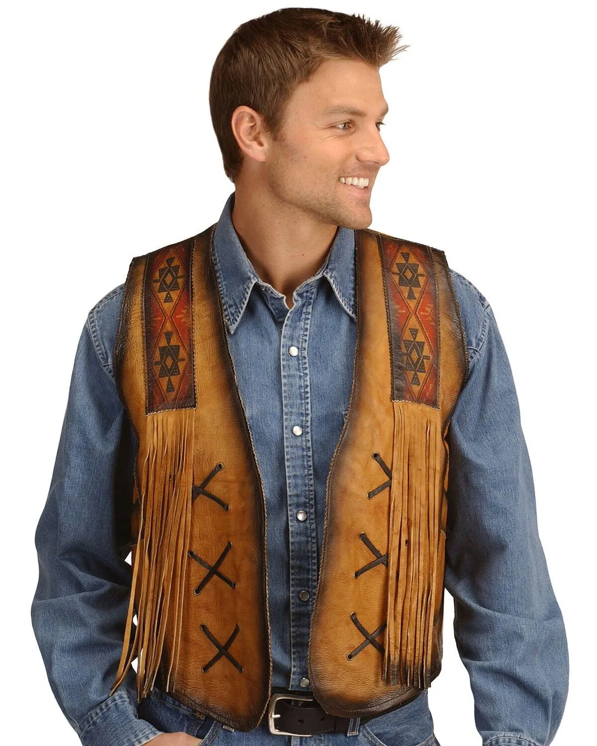 Kobler Leather Vest with Bull Skull Design