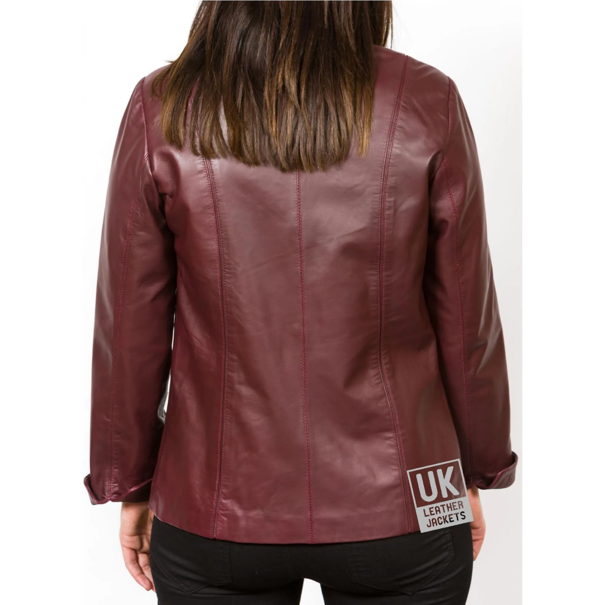 Ladies Burgundy Leather Jacket -Ariel | Free UK Delivery