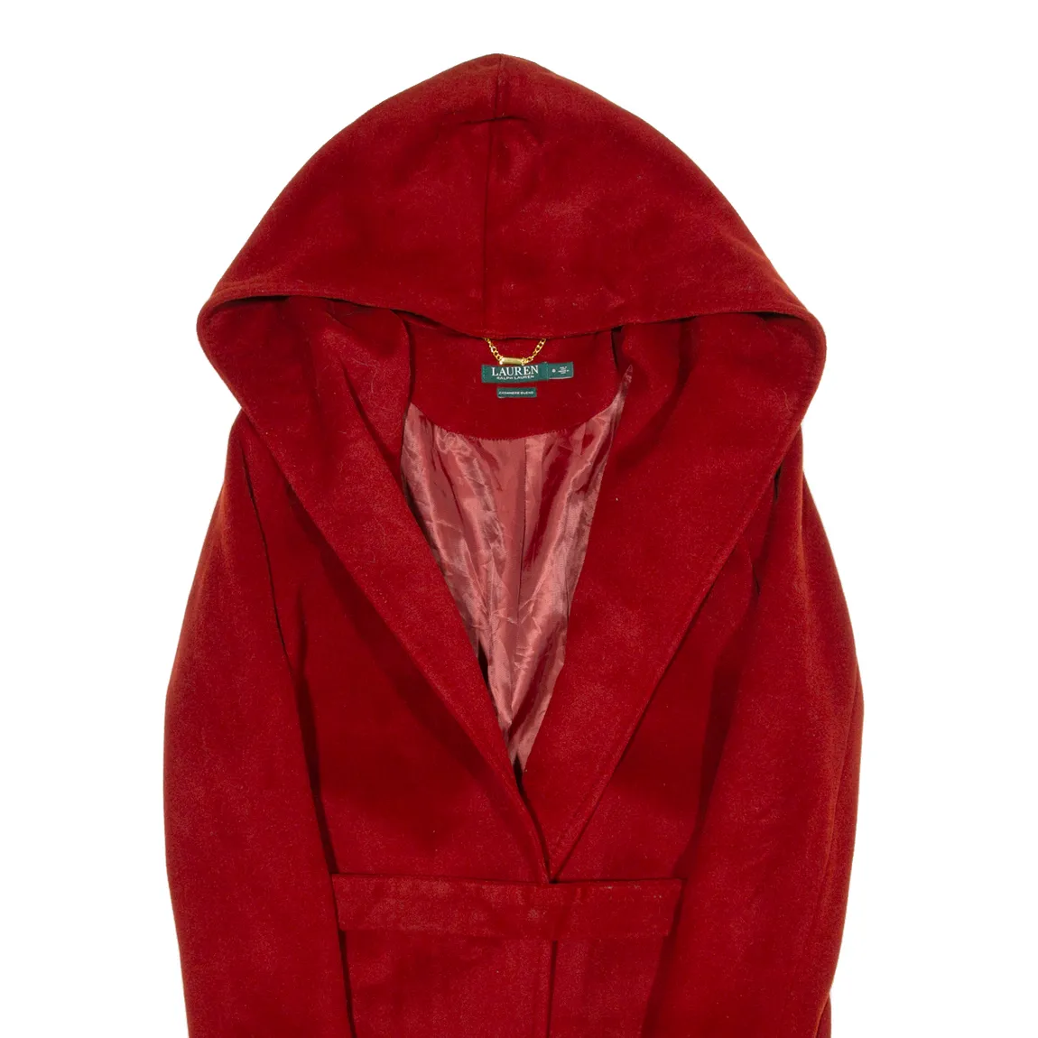 LAUREN RALPH LAUREN Soft Touch Womens Jacket Red Wool Hooded M