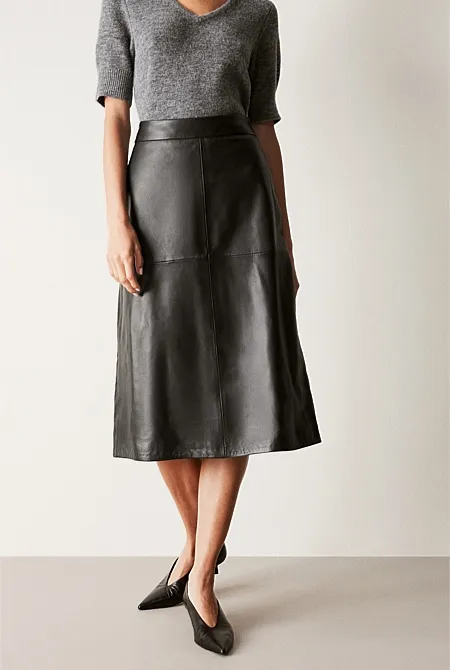 Leather A-Line Skirt