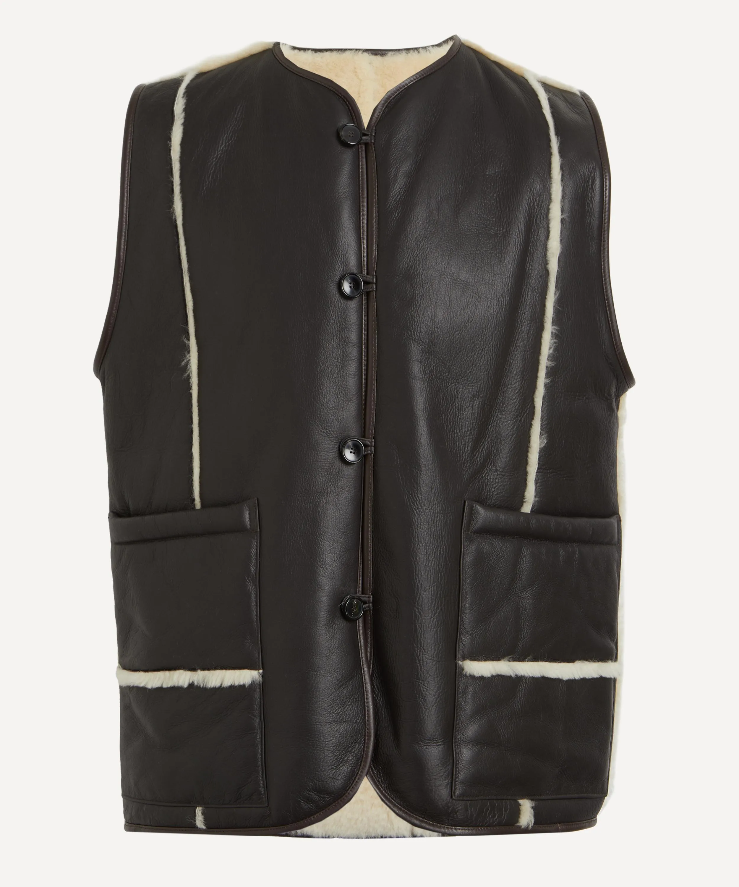 Leather Back Straight Hair Stripe River Vest