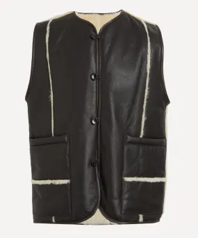 Leather Back Straight Hair Stripe River Vest