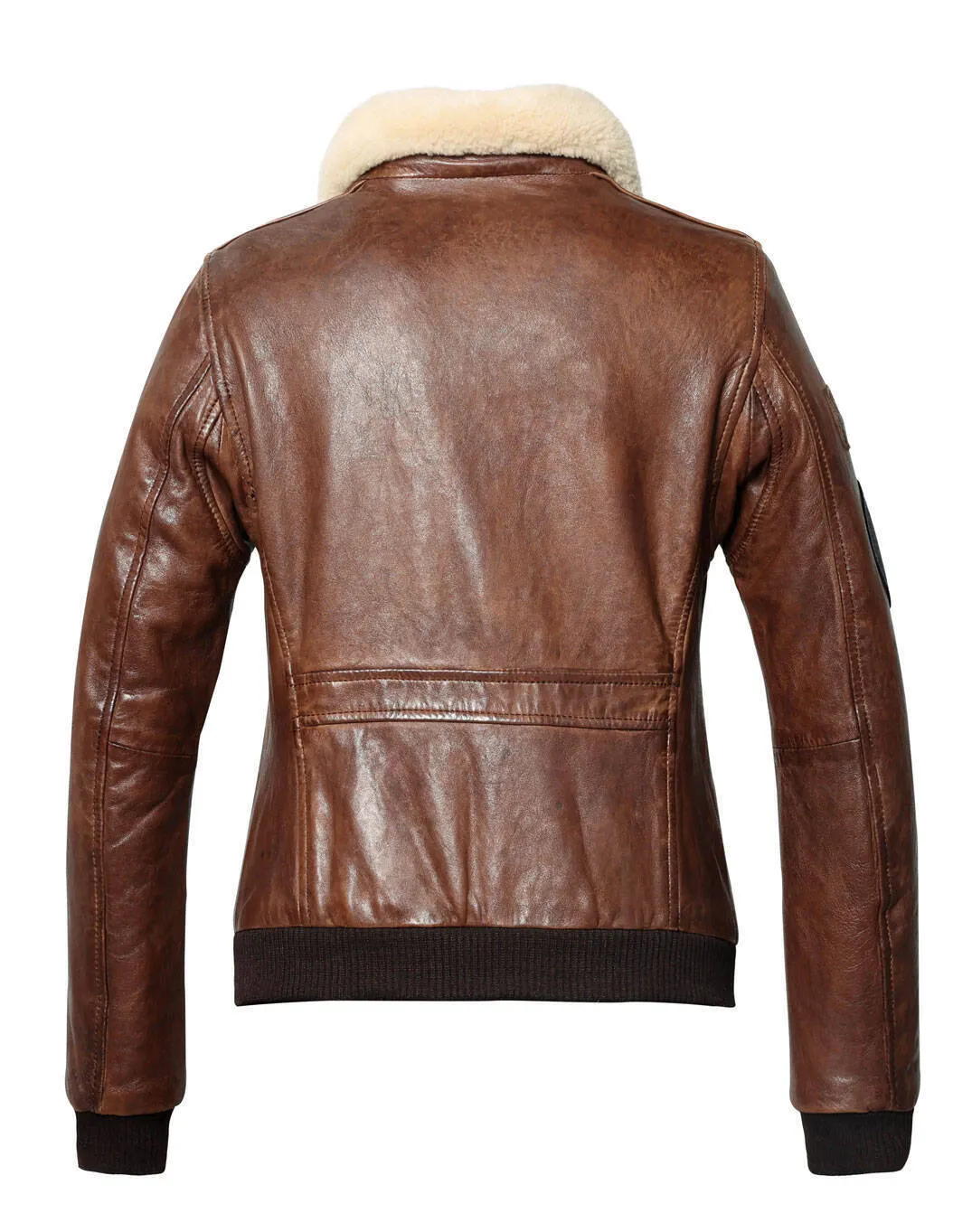 Leather jacket woman dark cognac style aviator 101313