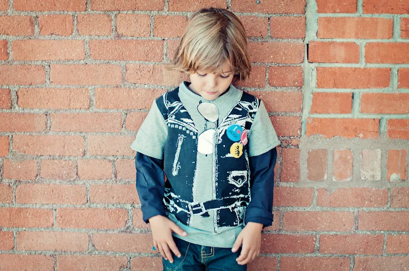 Leather Rocker Vest Baby Twofer T-shirt by: Mini Shatsu