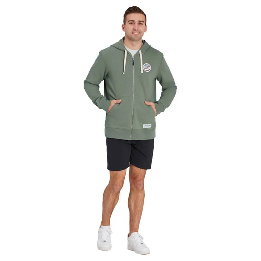 Life is Good Men's Patriotic Life Is Good Simply True Full Zip Fleece Graphic Hoodie - Moss Green