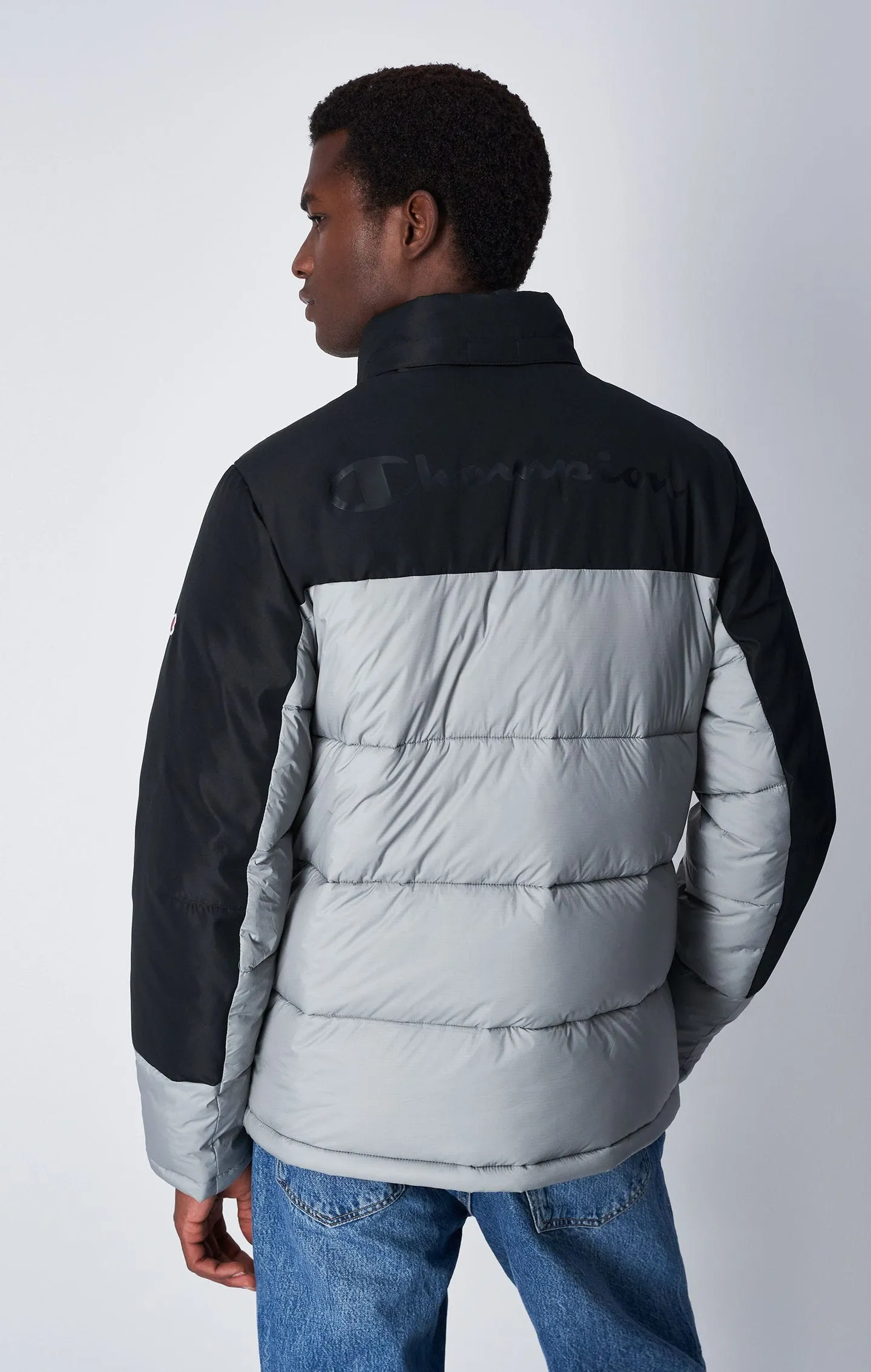  Light Grey C Logo Full-Zip Padded Jacket     