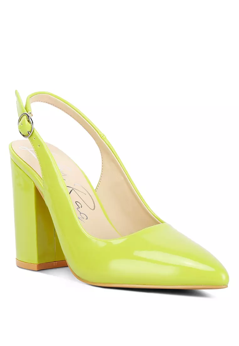 London Rag Lime Green Slingback High Block Sandals