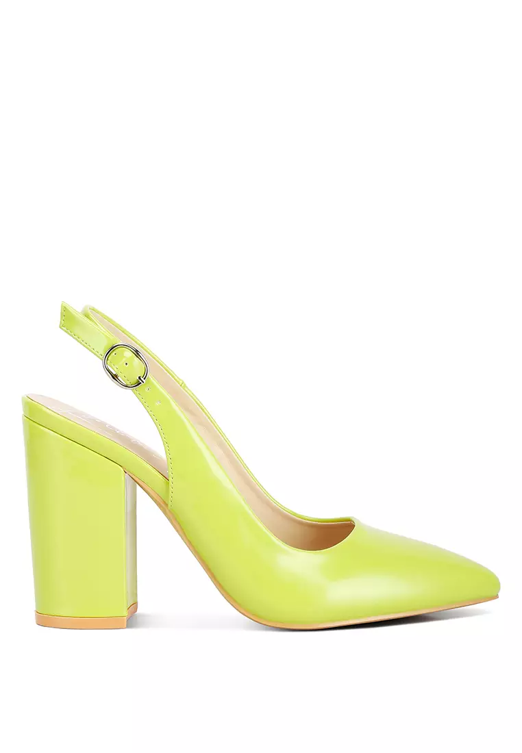 London Rag Lime Green Slingback High Block Sandals