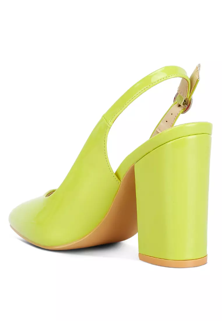 London Rag Lime Green Slingback High Block Sandals