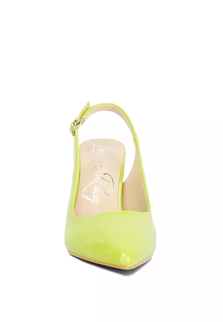 London Rag Lime Green Slingback High Block Sandals